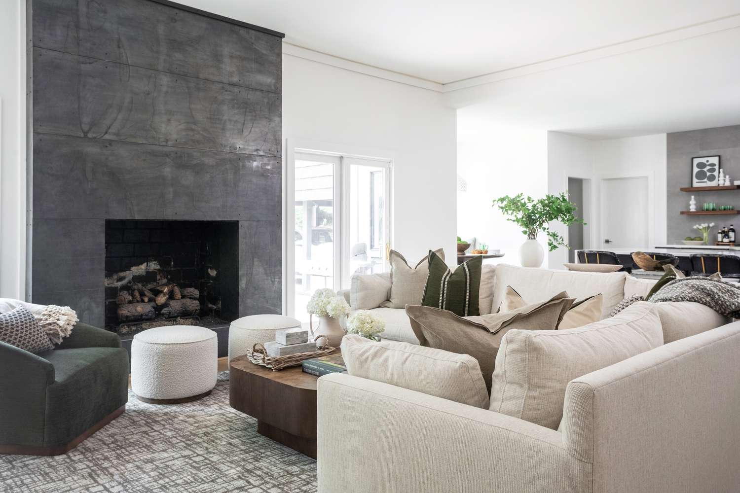 Furnished living room before AI coastal redesign